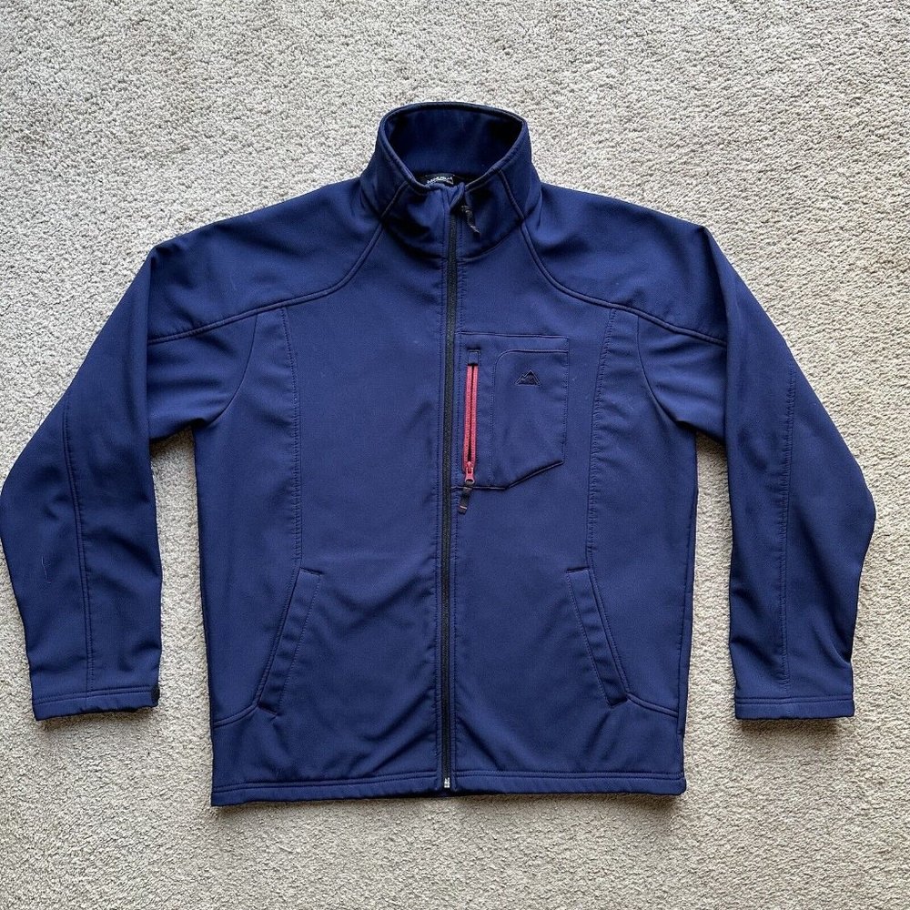 Minus Zero Jacket Mens Large Full Zip Softshell Mock Neck Navy Blue Pockets